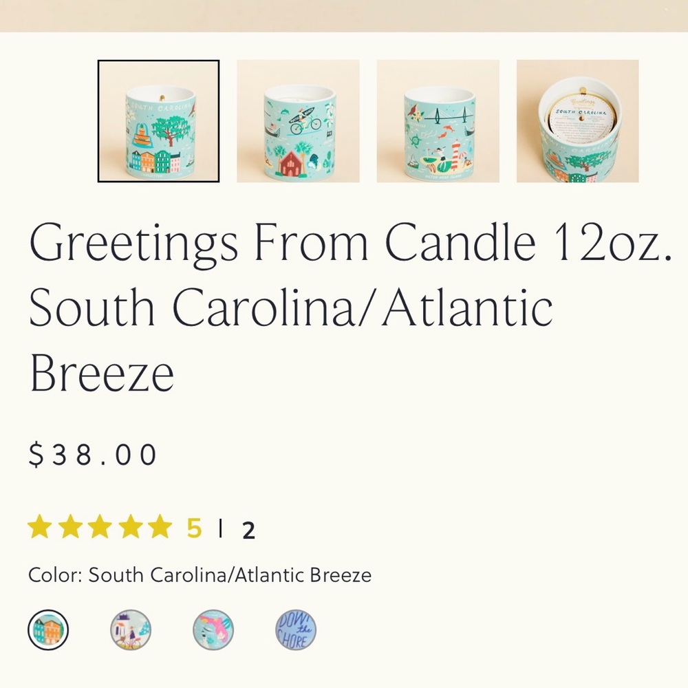 NIB  Spartina 449 Greetings from SC Candle in the Atlantic Breeze scent - Picture 4 of 8